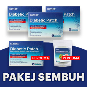 PAKEJ SEMBUH ( 3 KOTAK GLUVERA DIABETIC PATCH + FREE 1 KOTAK GLUVERA + FREE 1 KOTAK GLUVERA TEA )